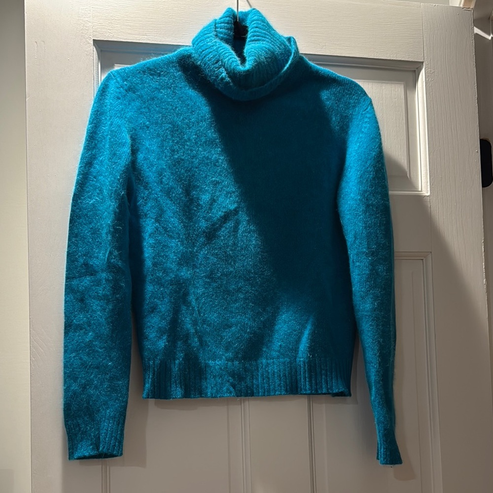Chunky Blue Cowl Neck Sweater